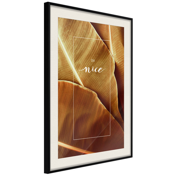 Poster - Banana Leaves with a Message (Sepia)  - zwart passepartout