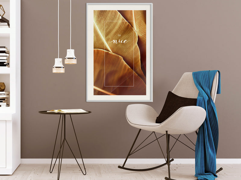 Poster - Banana Leaves with a Message (Sepia)  - wit passepartout