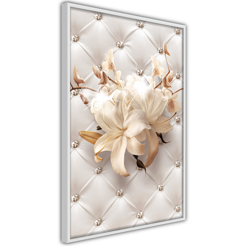 Poster - Lilies on Leather Upholstery  - wit