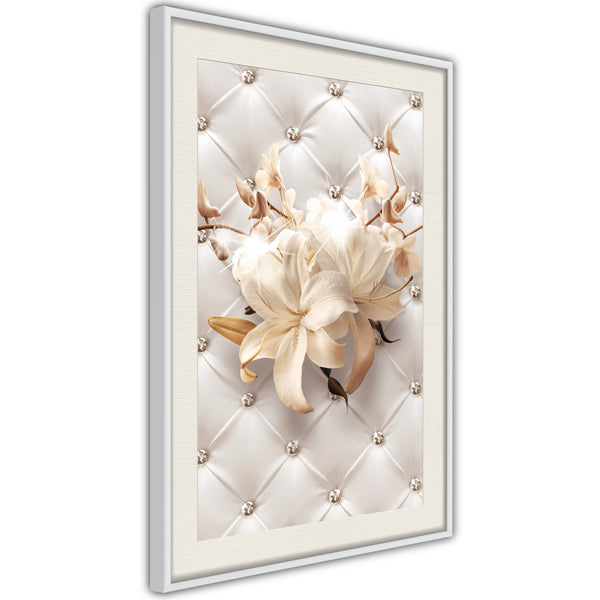 Poster - Lilies on Leather Upholstery  - wit passepartout