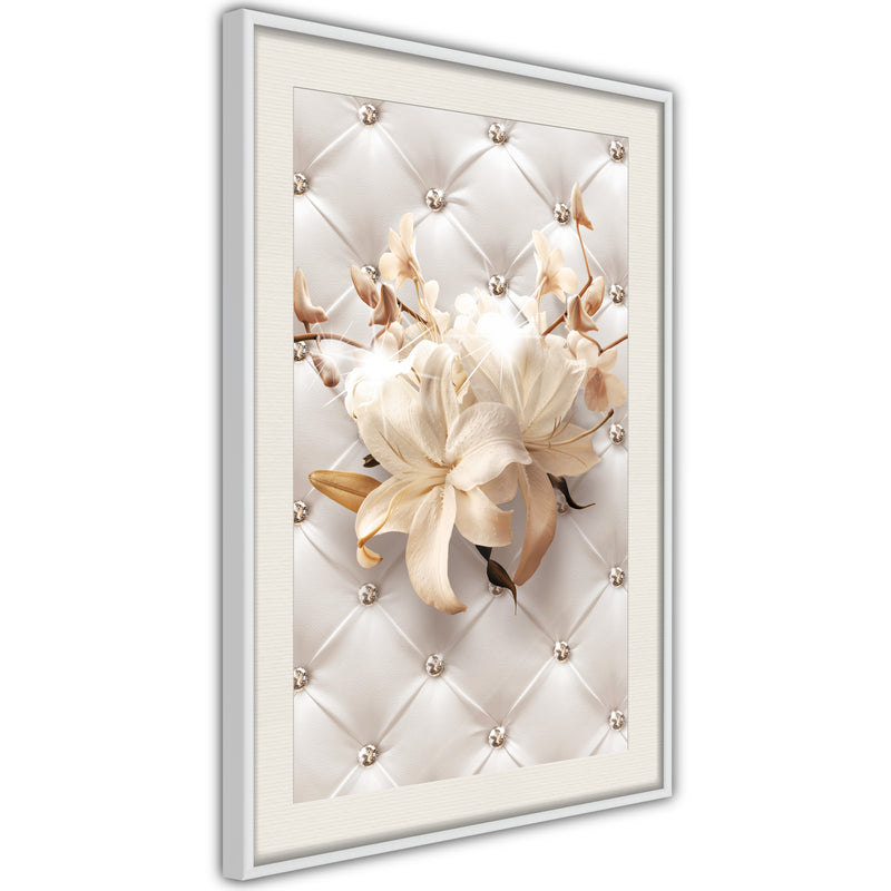 Poster - Lilies on Leather Upholstery  - wit passepartout