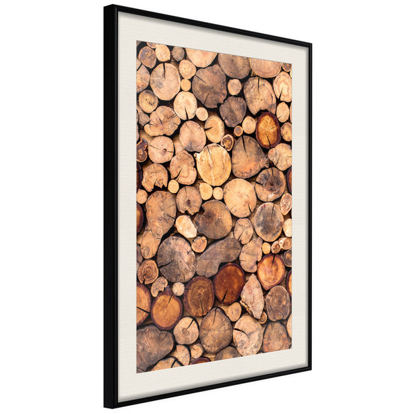 Poster - Log Pile  - zwart passepartout