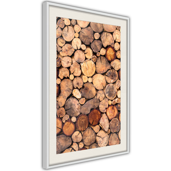 Poster - Log Pile  - wit passepartout