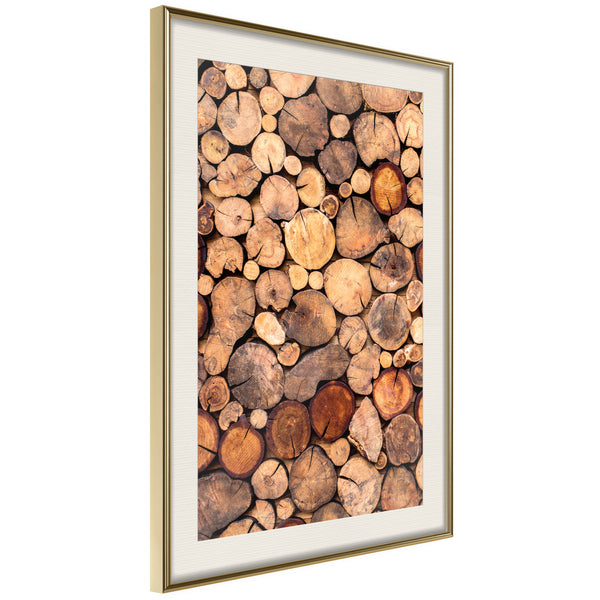 Poster - Log Pile  - goud passepartout