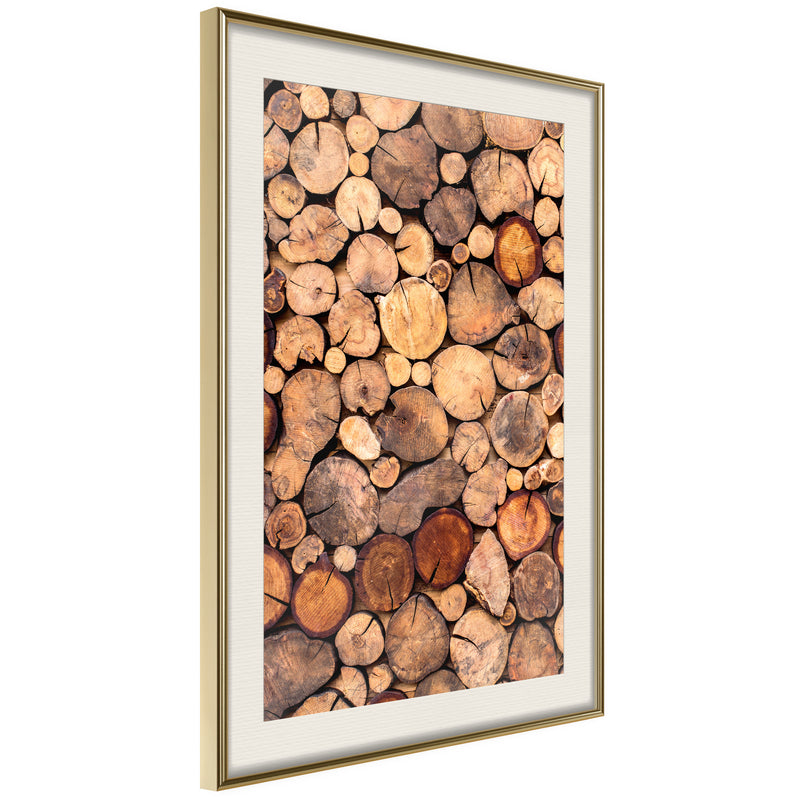 Poster - Log Pile  - goud passepartout