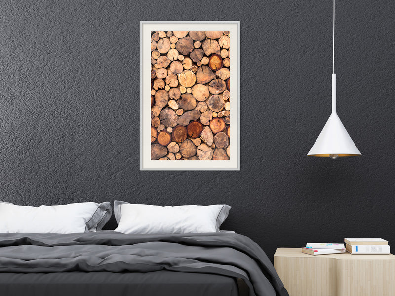 Poster - Log Pile  - wit passepartout