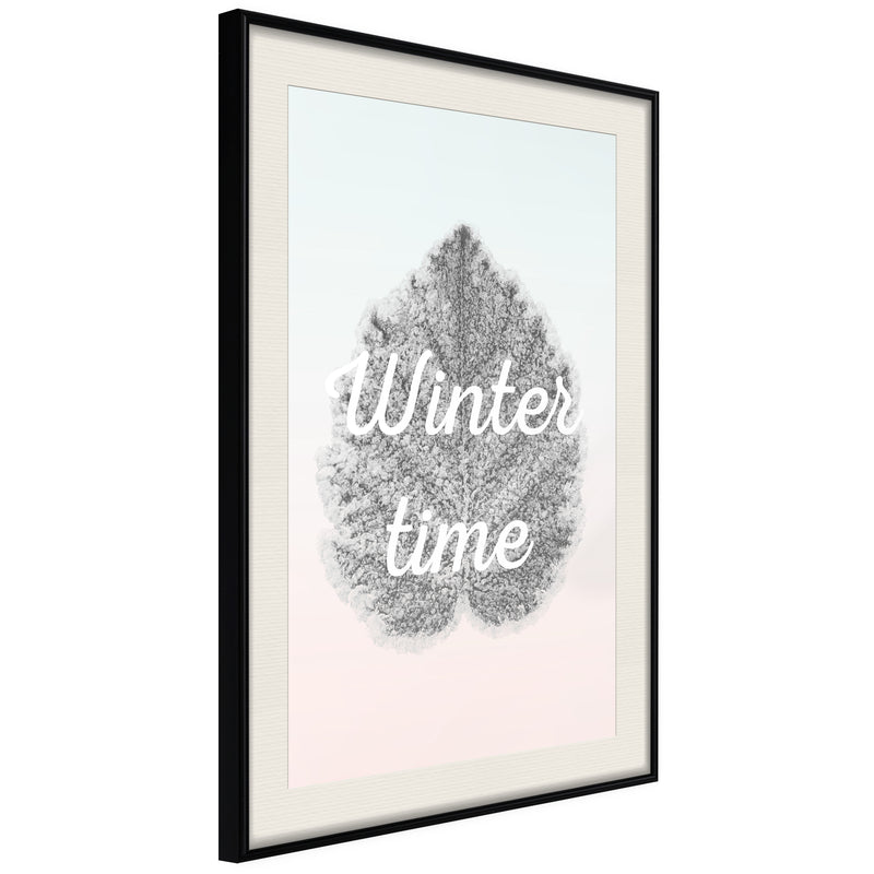 Poster - Winter Leaf  - zwart passepartout