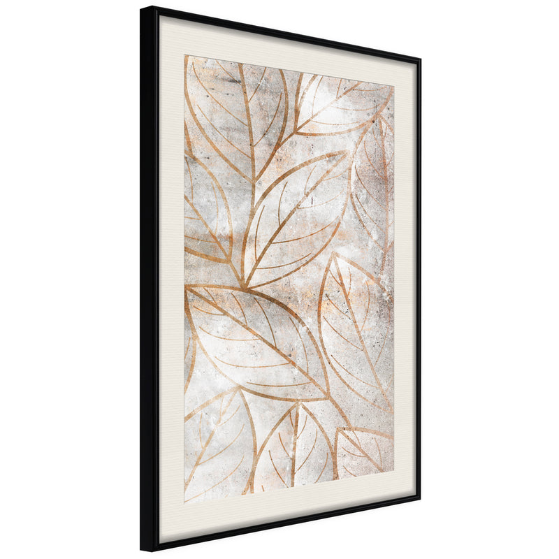 Poster - Copper Leaves  - zwart passepartout