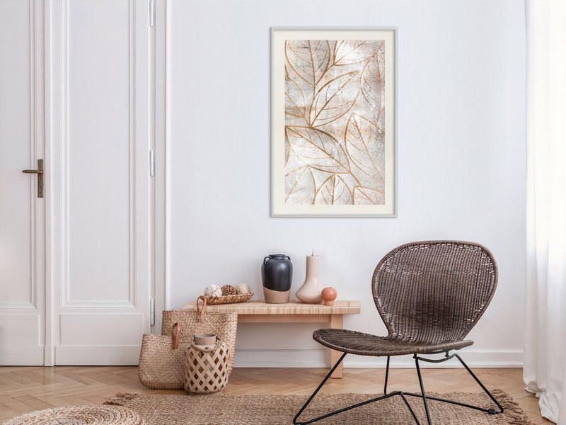 Poster - Copper Leaves  - wit passepartout