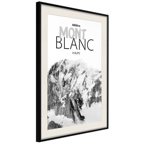Poster - Peaks of the World: Mont Blanc  - zwart passepartout