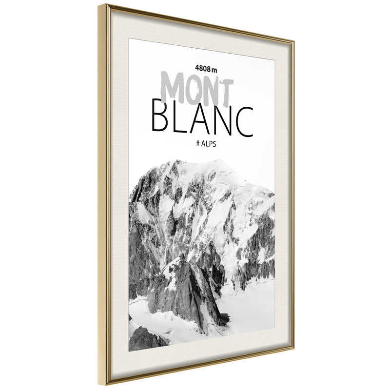 Poster - Peaks of the World: Mont Blanc  - goud passepartout