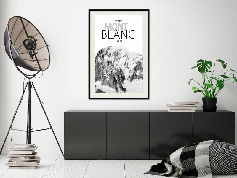 Poster - Peaks of the World: Mont Blanc  - zwart passepartout