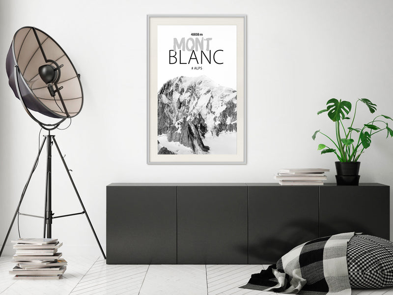 Poster - Peaks of the World: Mont Blanc  - wit passepartout