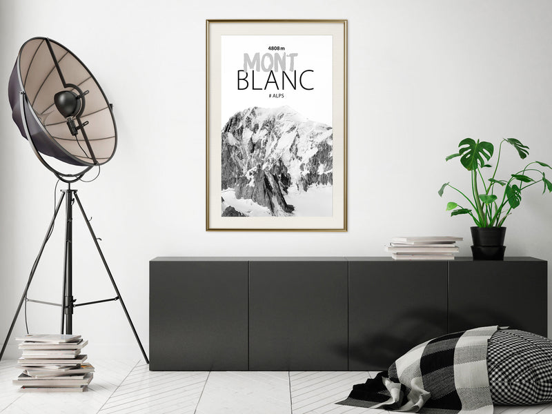 Poster - Peaks of the World: Mont Blanc  - goud passepartout