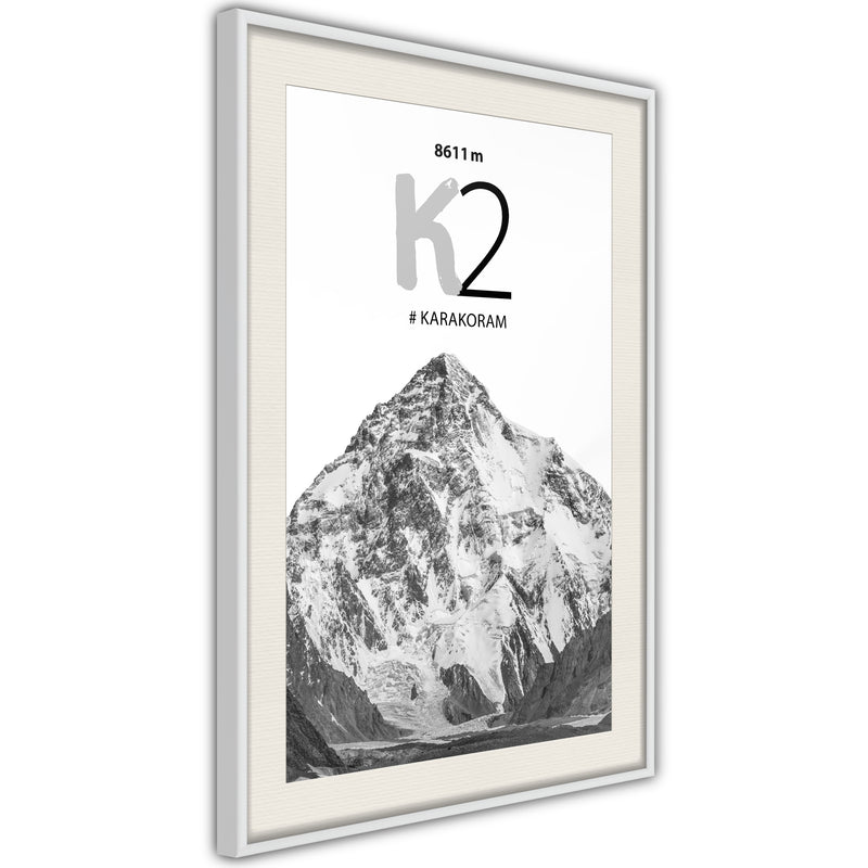 Poster - Peaks of the World: K2  - wit passepartout