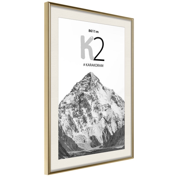 Poster - Peaks of the World: K2  - goud passepartout
