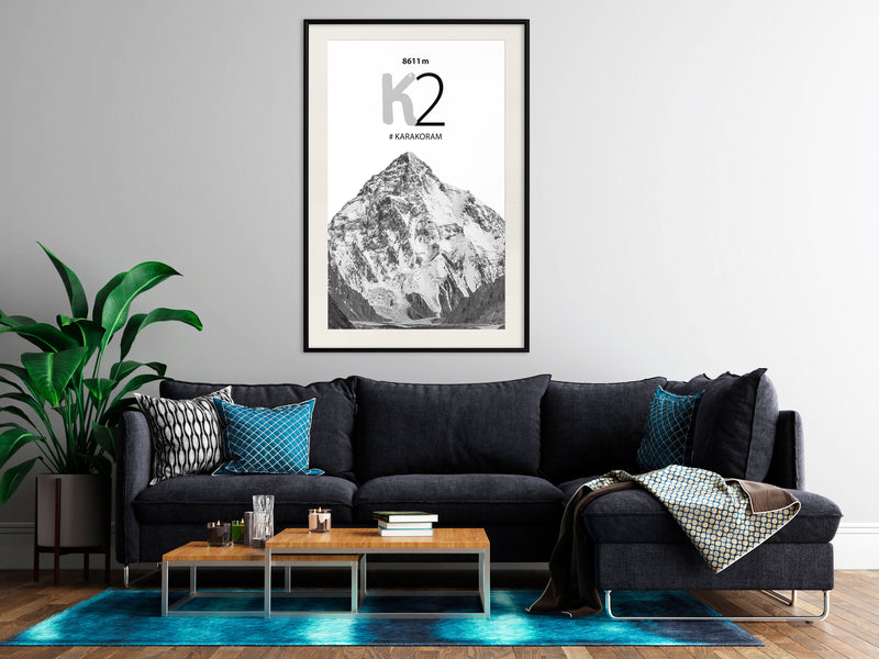 Poster - Peaks of the World: K2  - zwart passepartout