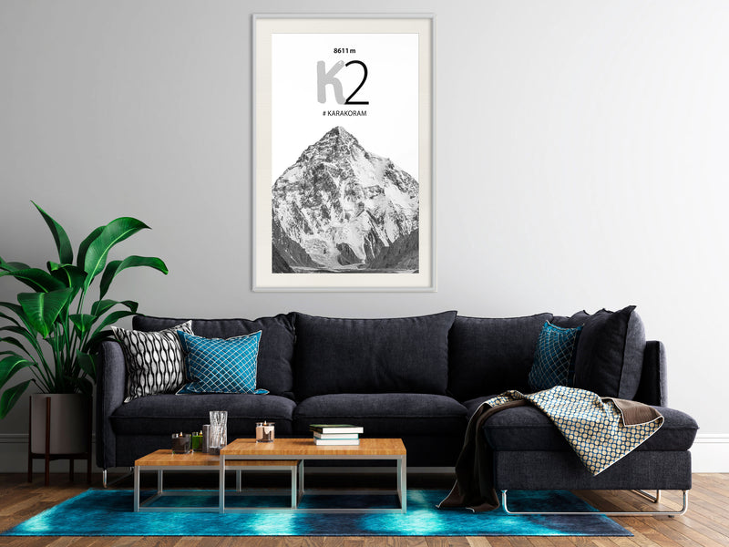 Poster - Peaks of the World: K2  - wit passepartout