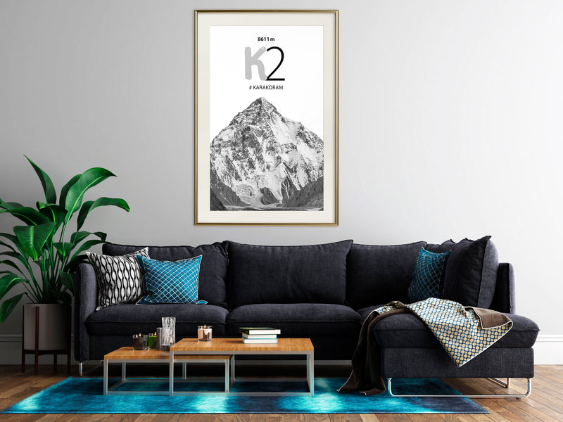 Poster - Peaks of the World: K2  - goud passepartout
