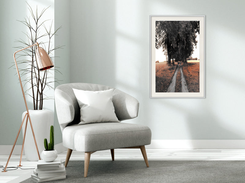 Poster - Field Path  - wit passepartout