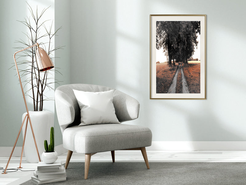 Poster - Field Path  - goud passepartout