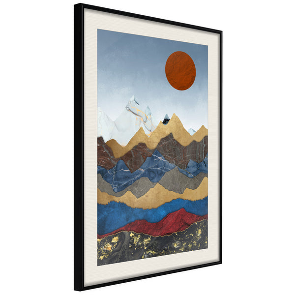 Poster - Red Sun  - zwart passepartout