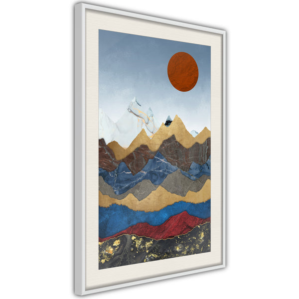 Poster - Red Sun  - wit passepartout