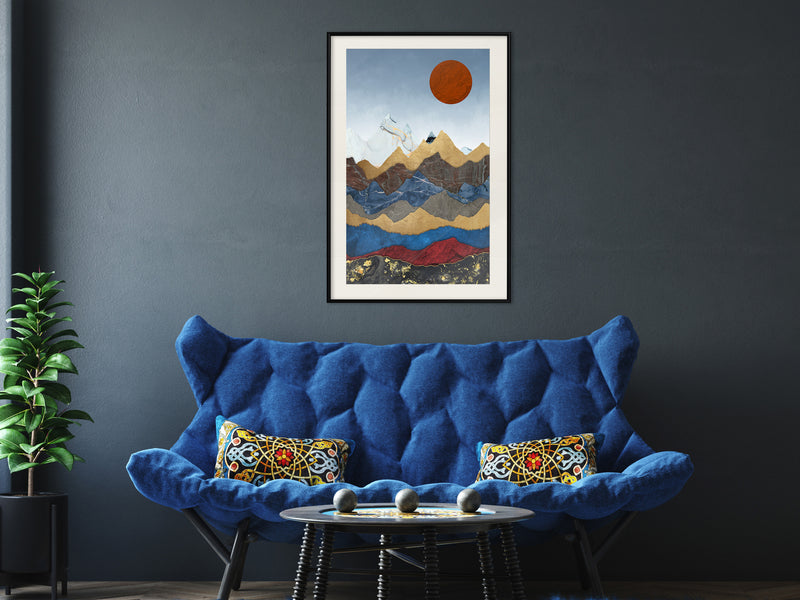 Poster - Red Sun  - zwart passepartout
