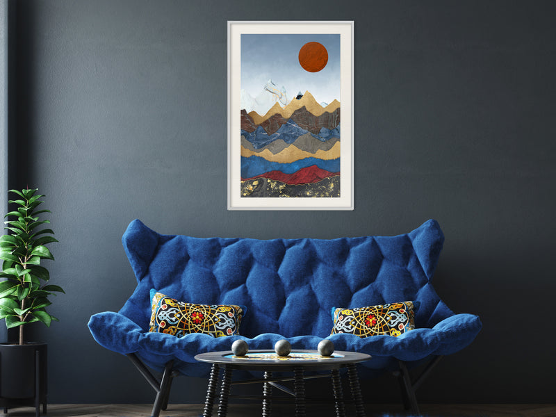 Poster - Red Sun  - wit passepartout