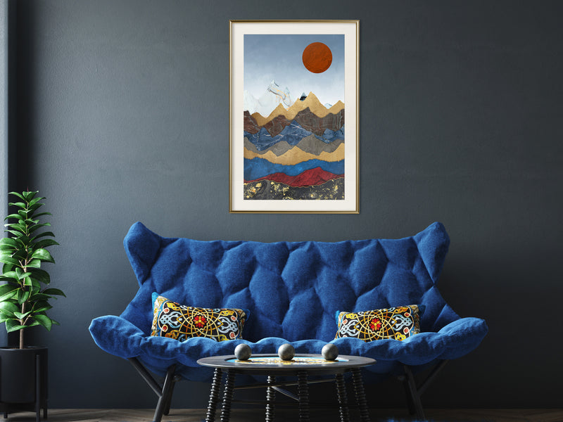 Poster - Red Sun  - goud passepartout