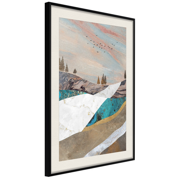 Poster - Painted Landscape  - zwart passepartout