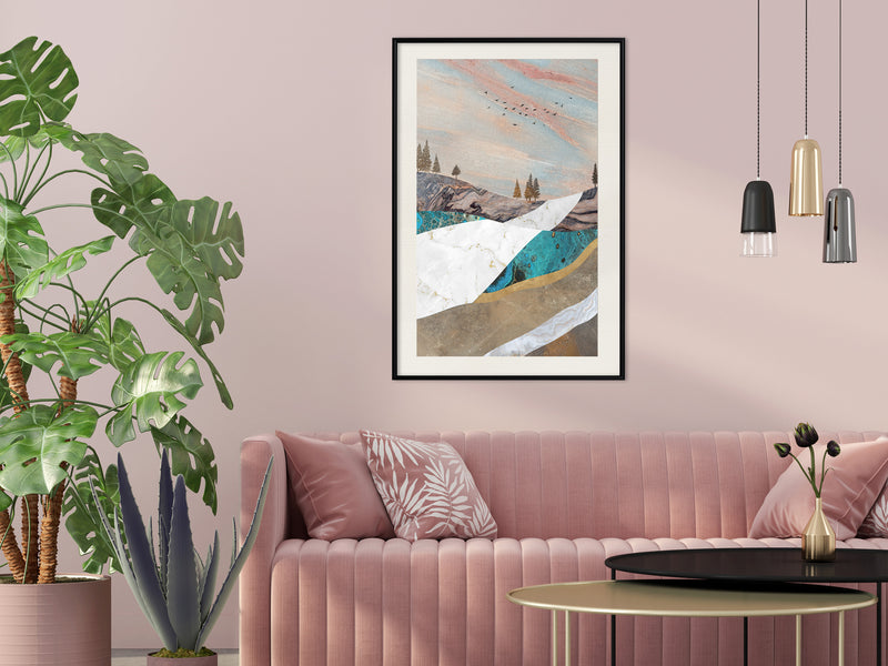 Poster - Painted Landscape  - zwart passepartout
