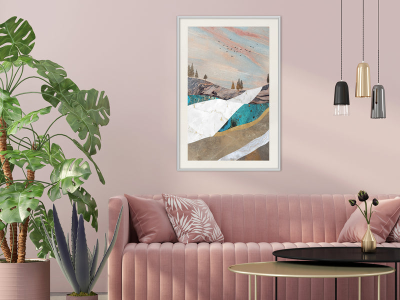 Poster - Painted Landscape  - wit passepartout