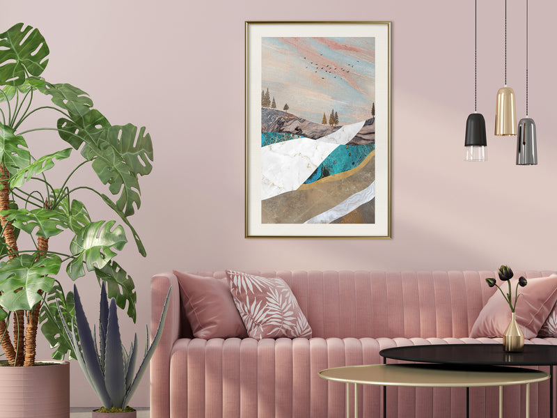 Poster - Painted Landscape  - goud passepartout