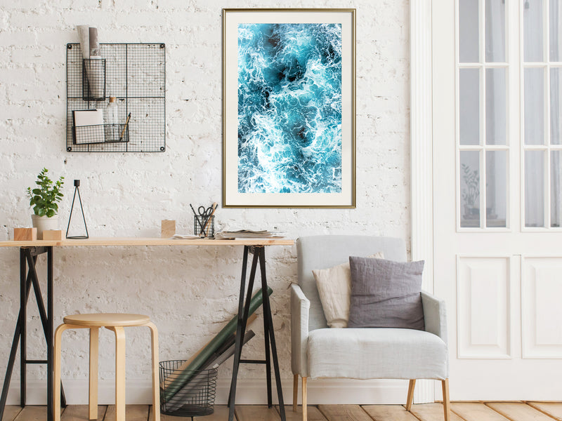 Poster - Sea Foam  - goud passepartout