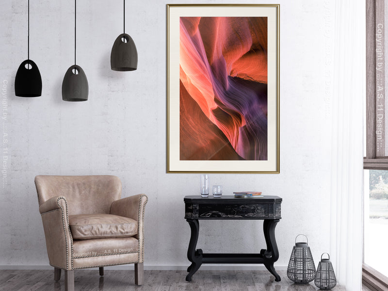 Poster - Shades of Purple II  - goud passepartout
