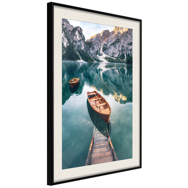 Poster - Lake in a Mountain Valley  - zwart passepartout