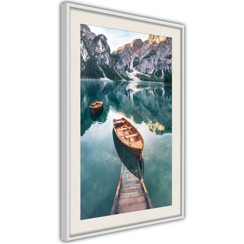 Poster - Lake in a Mountain Valley  - wit passepartout
