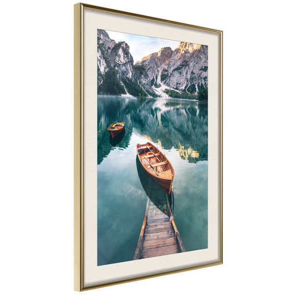 Poster - Lake in a Mountain Valley  - goud passepartout