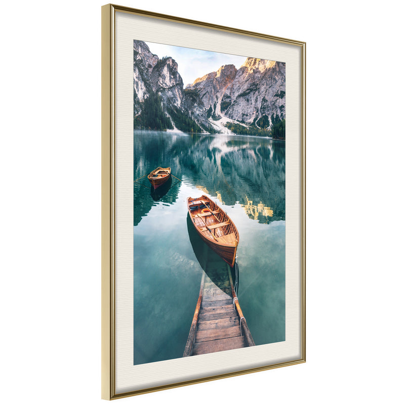 Poster - Lake in a Mountain Valley  - goud passepartout