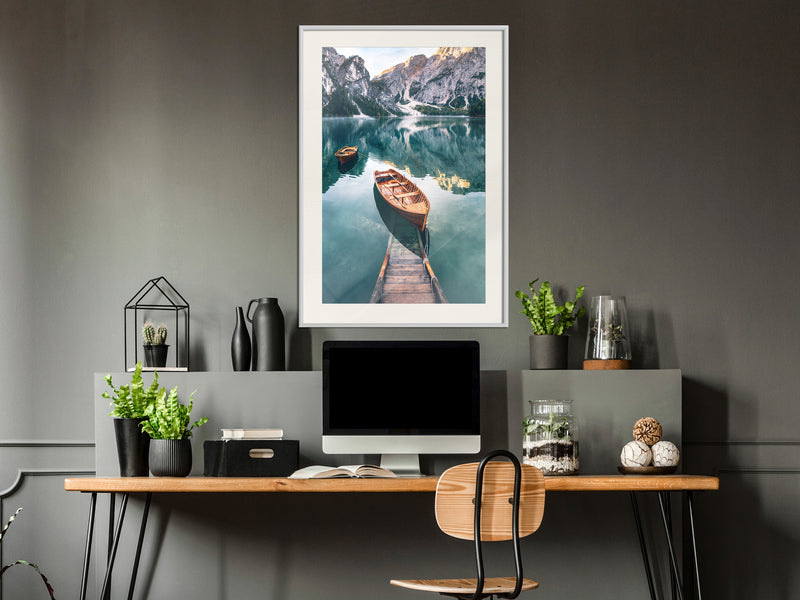 Poster - Lake in a Mountain Valley  - wit passepartout