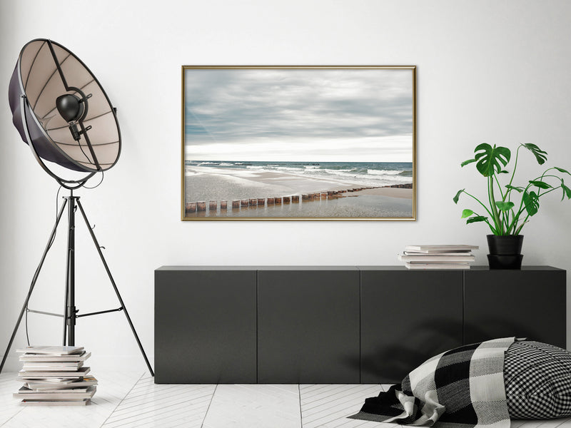 Poster - Chilly Morning at the Seaside  - goud
