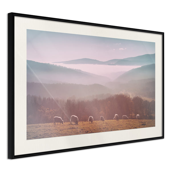 Poster - Mountain Pasture  - zwart passepartout