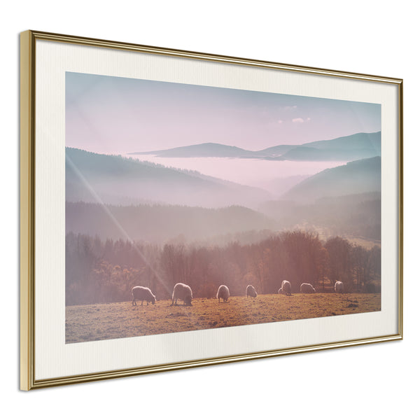 Poster - Mountain Pasture  - goud passepartout
