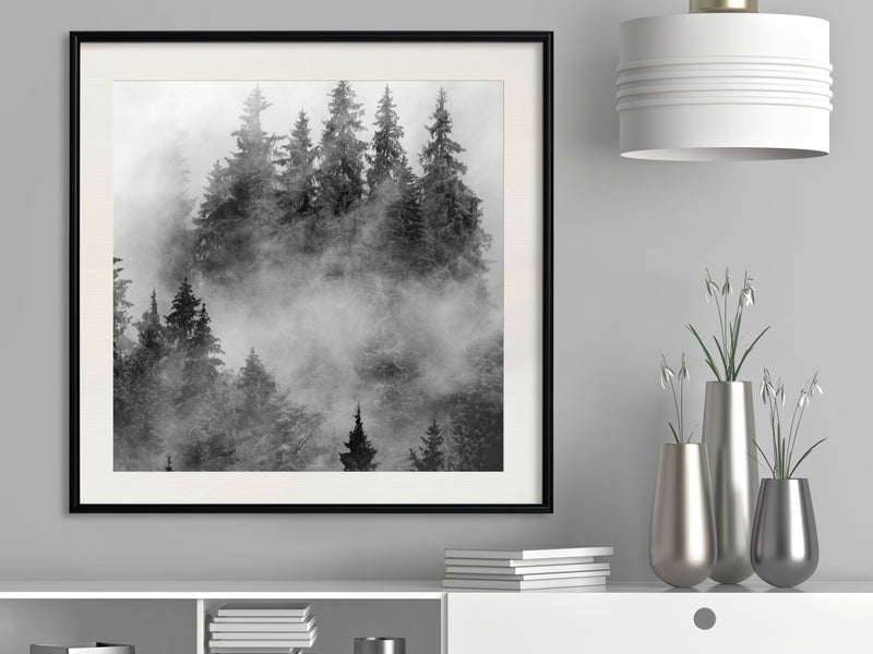 Poster - Dark Landscape  - zwart passepartout