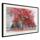 Poster - Red Tree  - zwart passepartout
