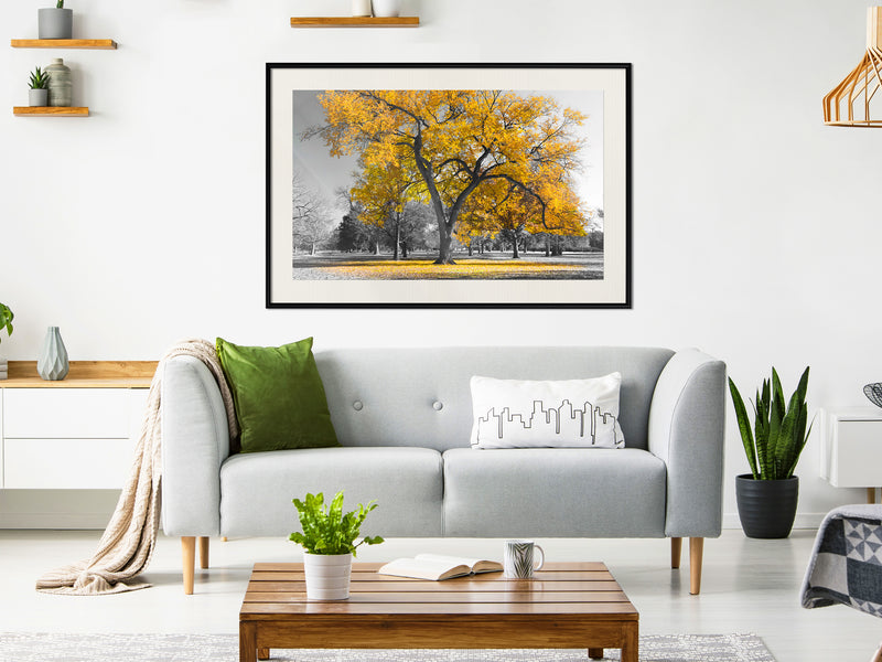 Poster - Golden Tree  - zwart passepartout