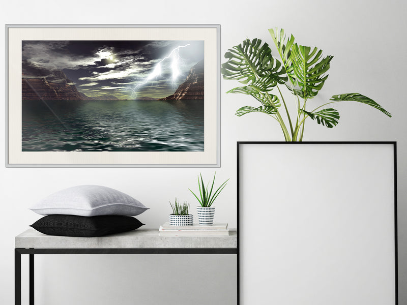 Poster - Storm over the Canyon  - wit passepartout