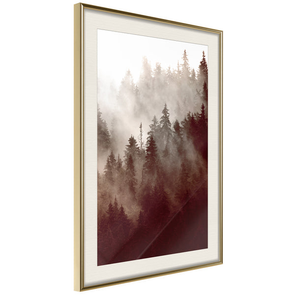 Poster - Forest Fog  - goud passepartout