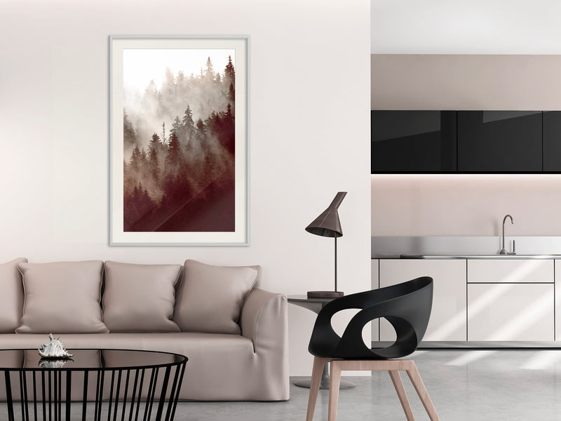 Poster - Forest Fog  - wit passepartout